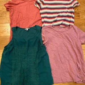 American Eagle Short Sleeve Tops Set - Pink, Striped, Teal